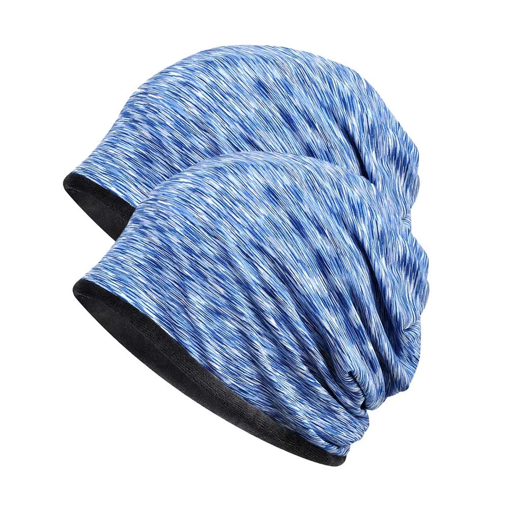 [AETRENDS] Зимние шапки для мужчин и женщин, шапочки, шапки s, Мешковатые шапочки, мужская спортивная шапка Skullies, женская шапка, Touca Z-6622 - Цвет: 2pack of Blue