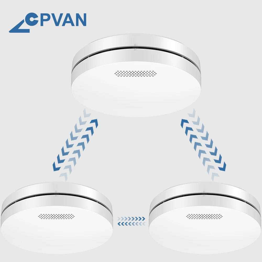 Cpvan interconectado detector de fumaça rauchmelder um ir alarme alerta completo alarme de incêndio 433mhz en14604/tuv sensor de alarme de fumaça