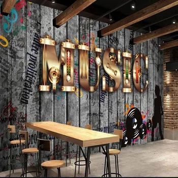 

Dropship Wallpaper Europe Retro Industrial Machinery 3D Letter Bar KTV Backdrop Mural Coustom High Quality Wallpaper