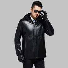 Winter High Quality Pu Leather Jacket Men Hoody Fur Lining Warm Coat Business Casual Outwear Overcoat Slim Fit Jackets Big Size