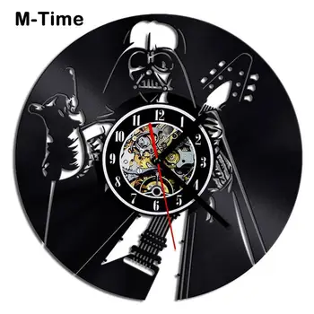 

Movie Theme Star Wars Vintage Vinyl Record Wall Clock Modern Design Creative 3D Stickers Clocks Hanging Wall Watch Home Decor