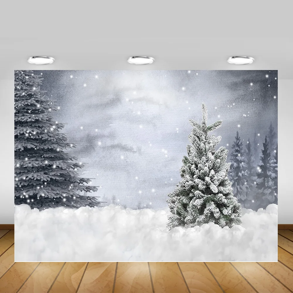 Winter Snow Forest Photography Backdrop for Photo Studio Bokeh Gray Background Snowflake Photocall Supplies Props | Электроника