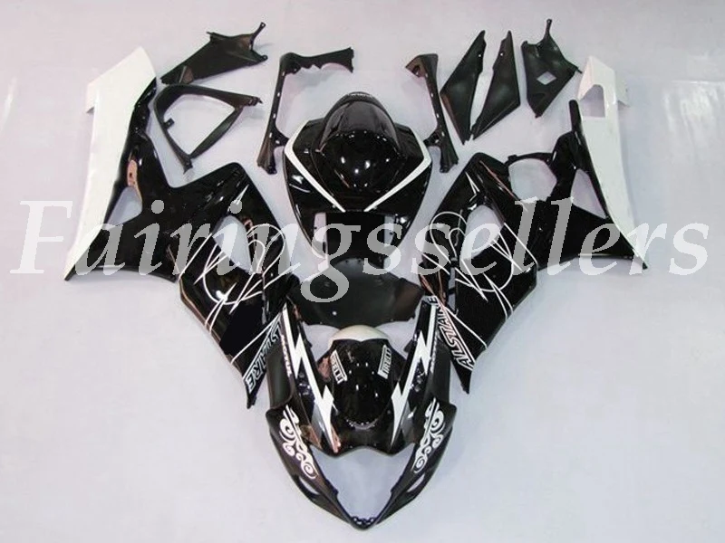 Литье под давлением ABS мотоцикл обтекатели комплект подходит для Suzuki GSX-R1000 2005 2006 gsxr1000 05 06 Обтекатели глянцевый белый стиль - Цвет: Black White