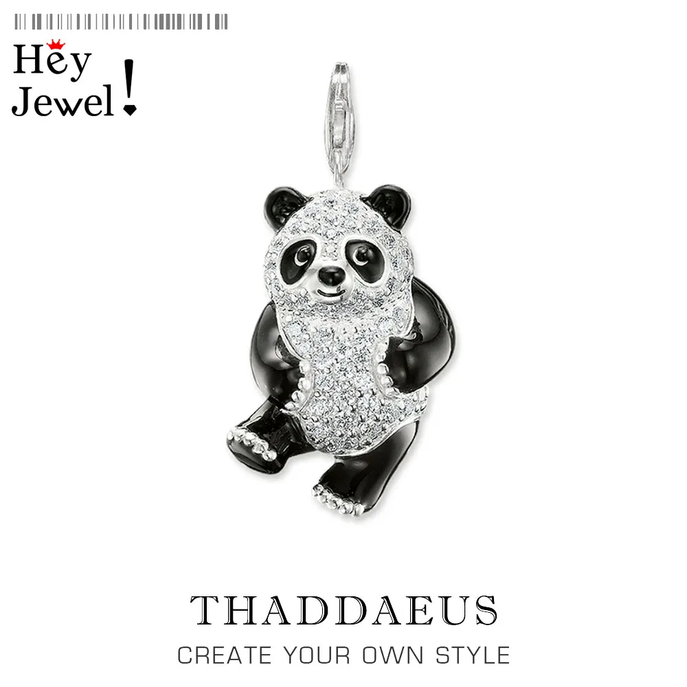 Подвеска Panda CZ Pave, новинка, модное милое ювелирное изделие Thomas Bijoux, аксессуары 925 пробы, Серебряный подарок для женщин Ts