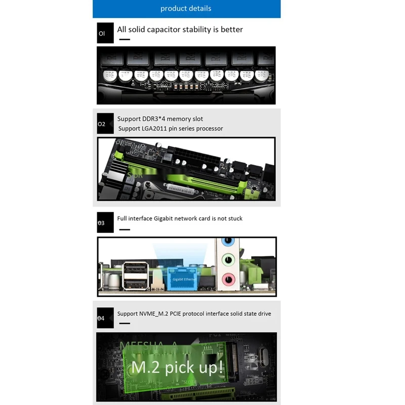 X79M-S 2.0 Motherboard LGA2011 M-ATX USB2.0 SATA2.0 M.2 NVME SSD 64GB DDR3 RAM Memory Support for I