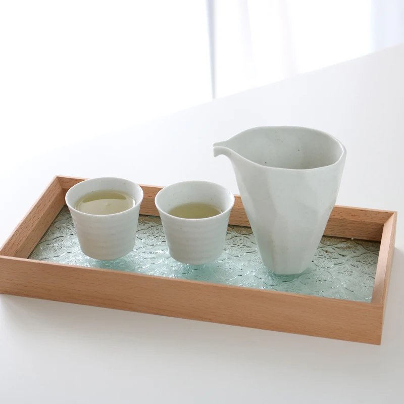Old-fashioned Embossed Glass Solid Wood Tray/Desktop Storage Tray/Home Decoration /Fruit Platter | Дом и сад