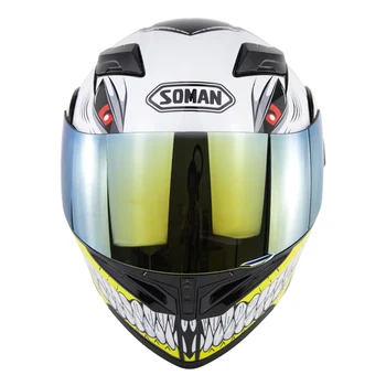 

Vintage casco moto Dot Approved Soman SM-X5 Flip up Dual Visors Full-face Motorcycle Helmet+K5 Multi color Lens