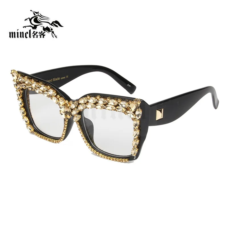 Fashion Brand Designer Oversize Sunglasses Women Luxury gravel Vintage Half Frame Clear lens men Sunglasses FML