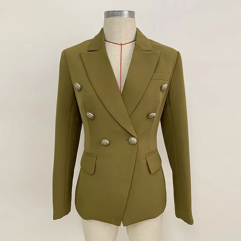 Bevenceel Autumn Winter Women Blazer Double Breasted Casual Clothes Women Blazers and Jackets Coat - Цвет: Зеленый