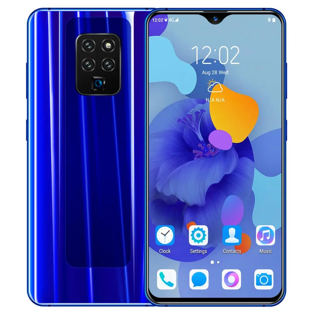 6,1 дюймов, 4G смартфон, 6 ГБ ОЗУ, 128 Гб ПЗУ, экран капли воды, мобильный телефон, Распознавание отпечатков пальцев и лица, разблокировка, сотовый телефон - Цвет: Gradient Blue