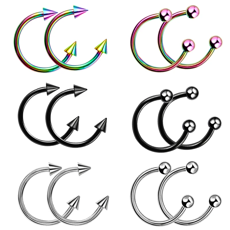 Faux Piercings Nez Lèvres 9 Pièces - Acier Inoxydable Or/Argent/Noir - Sans Perçage Adjustables - 11