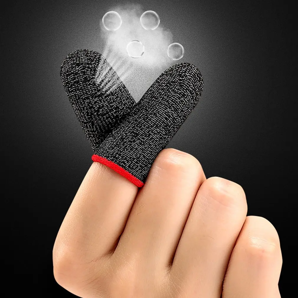 2 Pcs Anti-slip Gaming Finger Cot 18-pin Carbon Fiber Anti-sweat Non-slip High Sensitivity Finger Cots