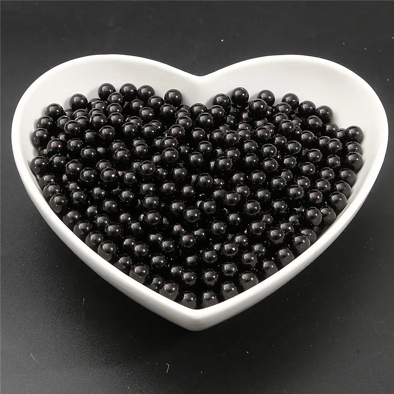 Black 3/4/6/8/10 мм Нет отверстия акриловые бусины из пластика ABS, имитация жемчужные бусины красочные круглые бусины для рукоделия Костюмы одежды поставки - Цвет: Black