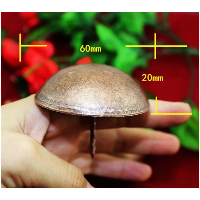 1 шт. 60*52mmRound декоративные железные мебельные гвозди шпильки дивана стул шпильки, Настольная ножка Glide ногтей, Tack ногтей, античный бронзовый тон