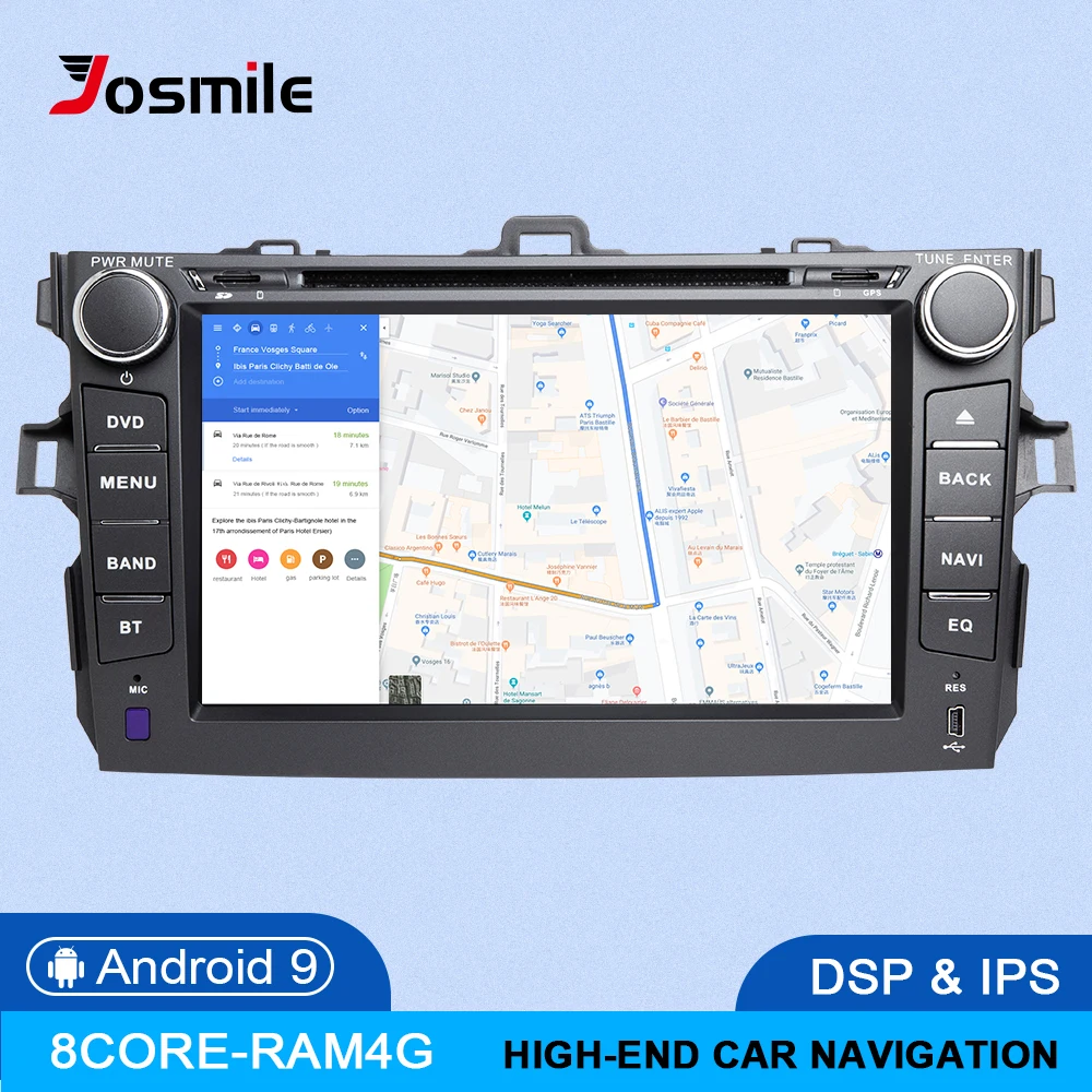 Ips DSP Android 9 автомобильный Радио мультимедийный плеер для Toyota Corolla E140/150 2007 2008 2009 2010 20112012 gps 4G Naviagtion стерео