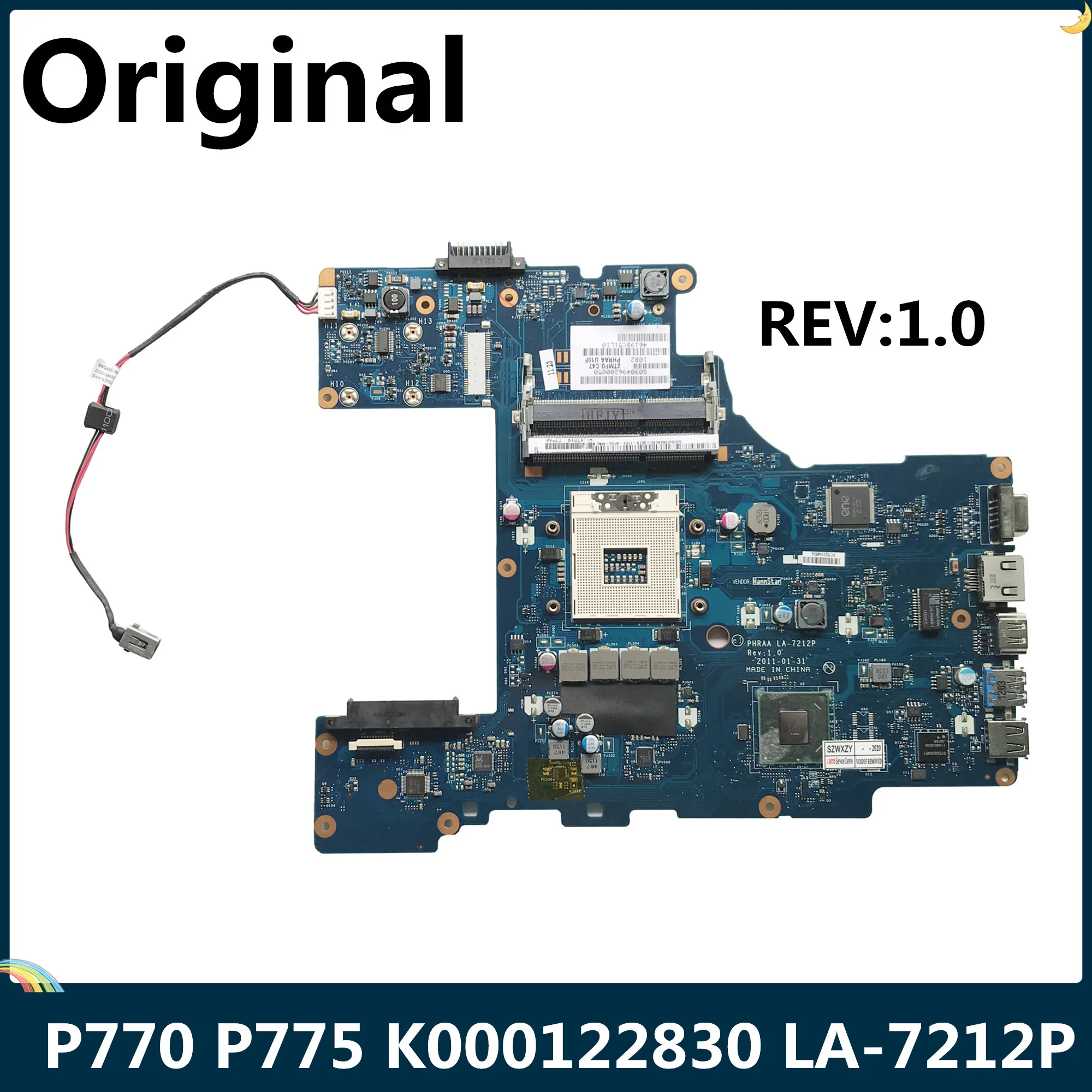 LSC для Toshiba Satellite P770 P775 материнская плата ноутбука K000122830 LA-7212P PHRAA REV: 1 0 100%
