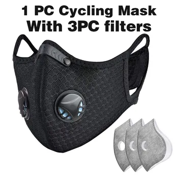 

1PC Breathable Face Mask With 2 Filters Windproof Mouth Cover Washable Reusable Mouth Mask Face Shield Cloth mondmaskers