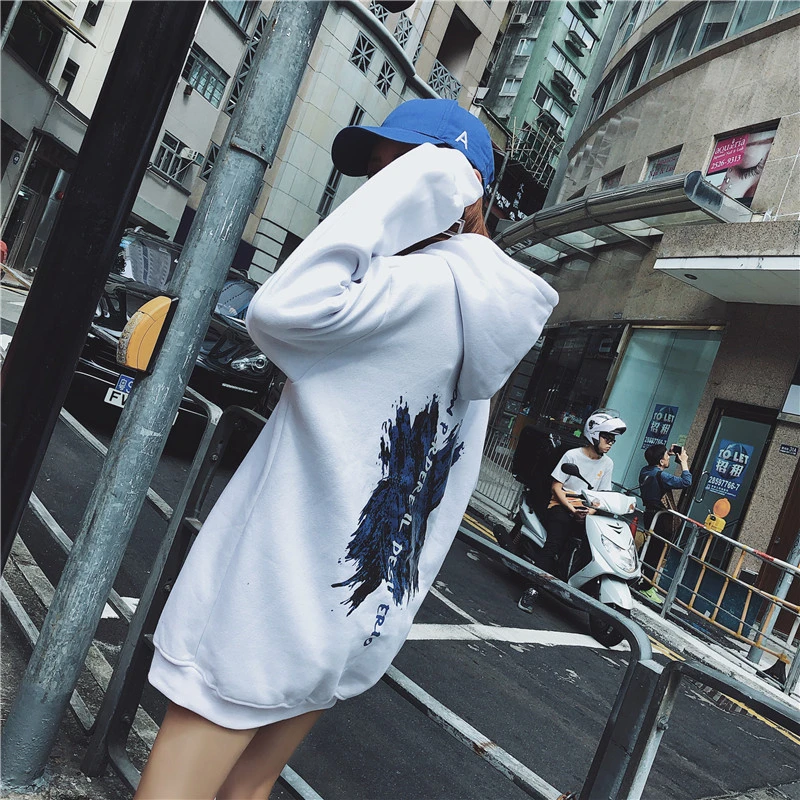 Осенне-зимняя флисовая толстовка с капюшоном Harajuku пуловер с принтом плотные свободные женские толстовки трендовый Свитшот женское повседневное пальто Большие размеры 3XL