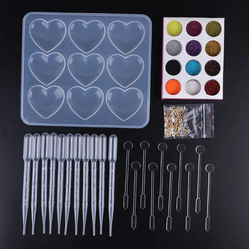 1 Set Epoxy Mould DIY Handmade Heart Shaped Molds Creative 9 Grid Silicone Mold Pendant Jewelry Making Tool Material