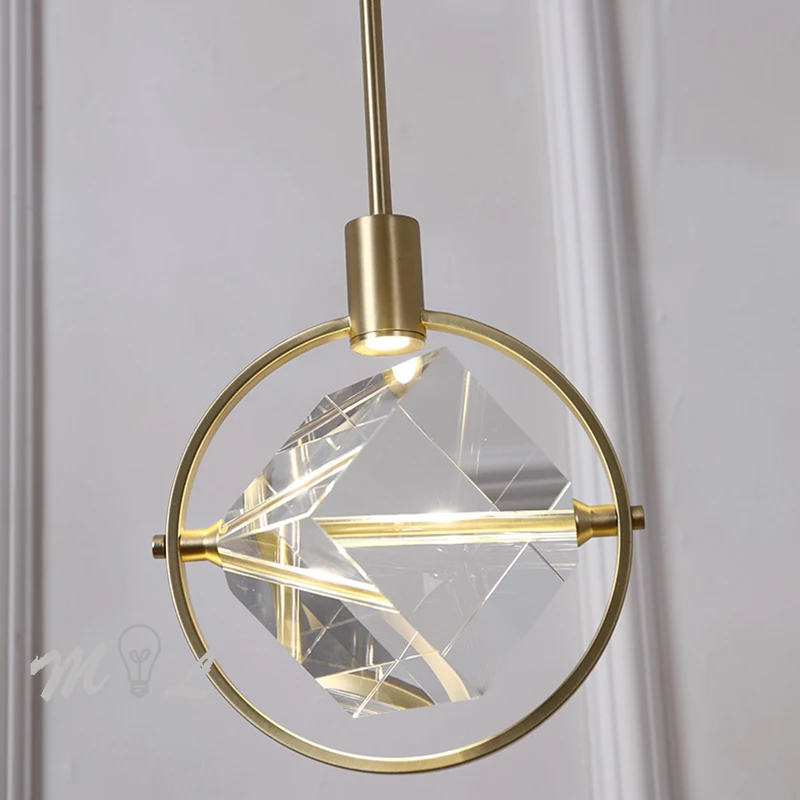 Скандинавский Хрустальный подвесной светильник, светодиодный подвесной светильник для гостиной, светильник, Хрустальная подвеска, Современный дизайнерский арт-деко, телесный светильник