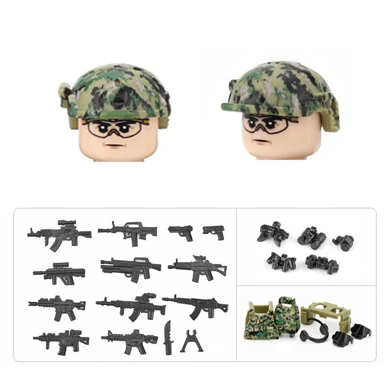 Modern Military US Assault Soldiers Figures Building Blocks 82 Division Jungle Aor Camouflage Army Weapons Guns Part Bricks Toys | Игрушки и