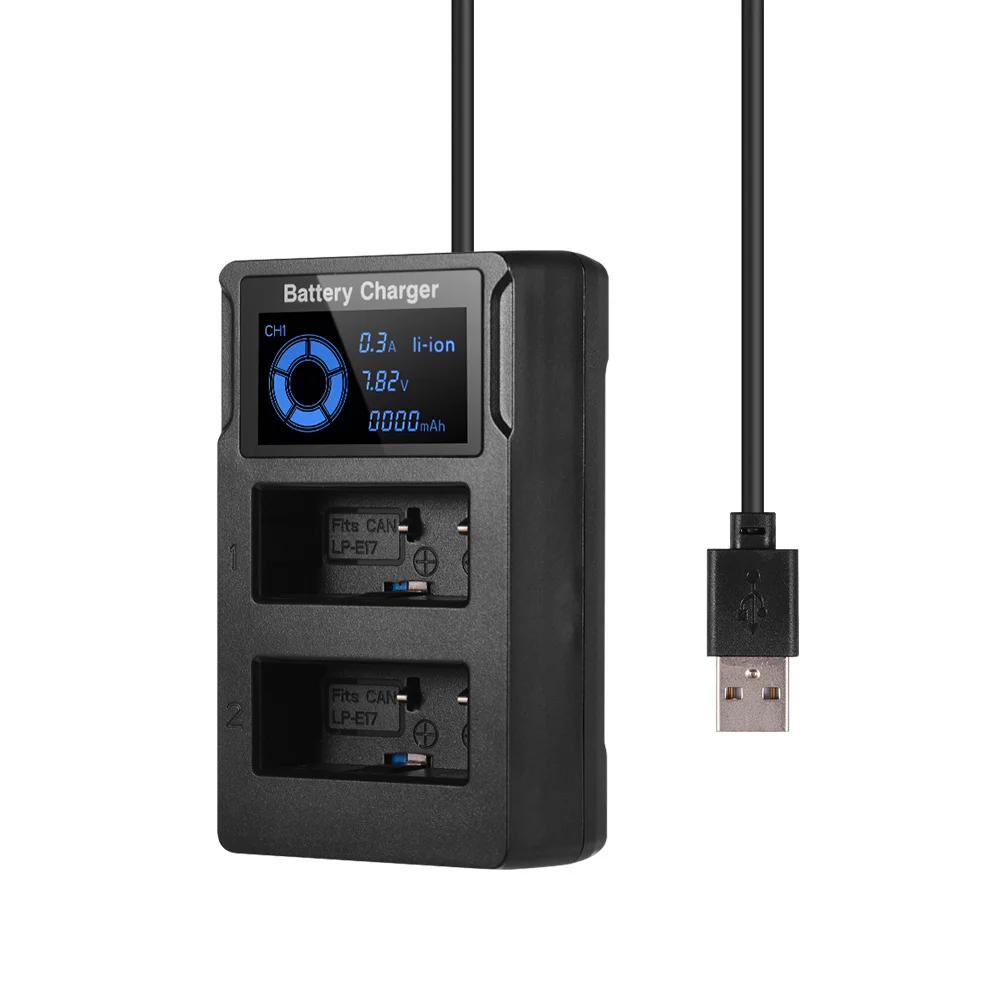 for Canon LP-E17 Портативный двойной слот USB зарядное устройство для камеры с ЖК-дисплеем быстрое зарядное устройство для камеры для аккумуляторов Nikon EL15 - Цвет: for Canon LP-E17