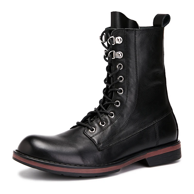 

Riding boots men High Quality Genuine Leather autumn winter British retro men shoes cowhide mens chelsea boots combat boots