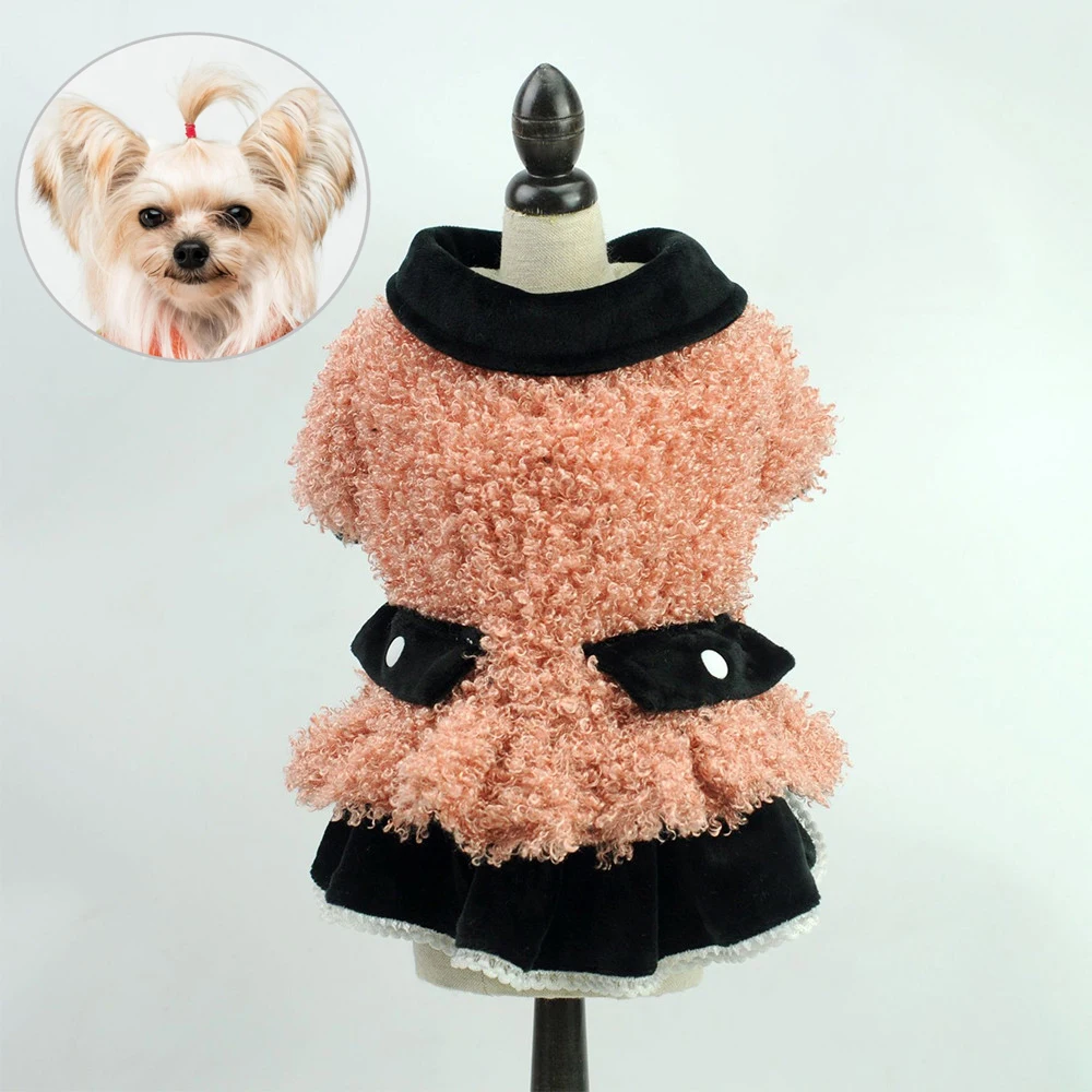 

Miflame Autumn Winter Dog Dress Patchwork Dog Clothes For Pet Clothing Princess Schnauzer Bichon Dress Elegant Pet Dress Warm