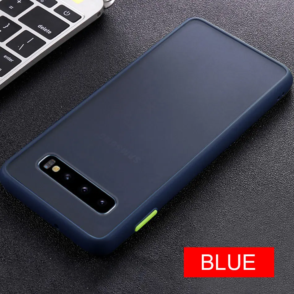 blue Роскошный мягкий силиконовый бампер чехол для телефона samsung Galaxy S8 S9 S10 S10E Plus Note 8 9 10 Pro матовая задняя крышка противоударный чехол - Цвет: blue