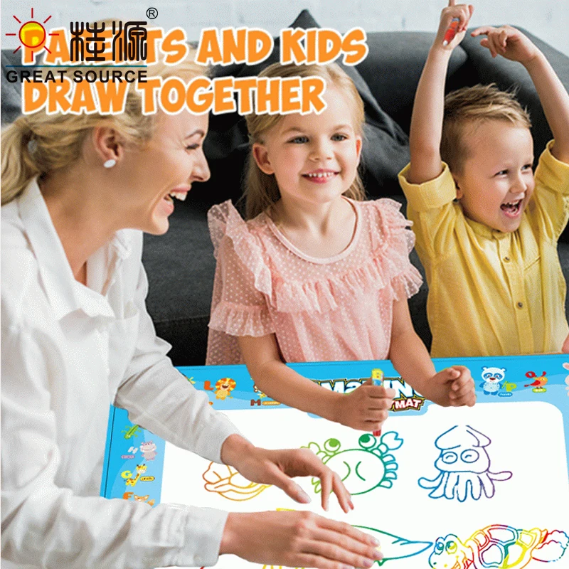 Magic Drawing Mat Doodle Mat Baby Square Magic Pens Stamps Set Painting Board Educational Toys for Kids100*100cm(30.37"*30.37")