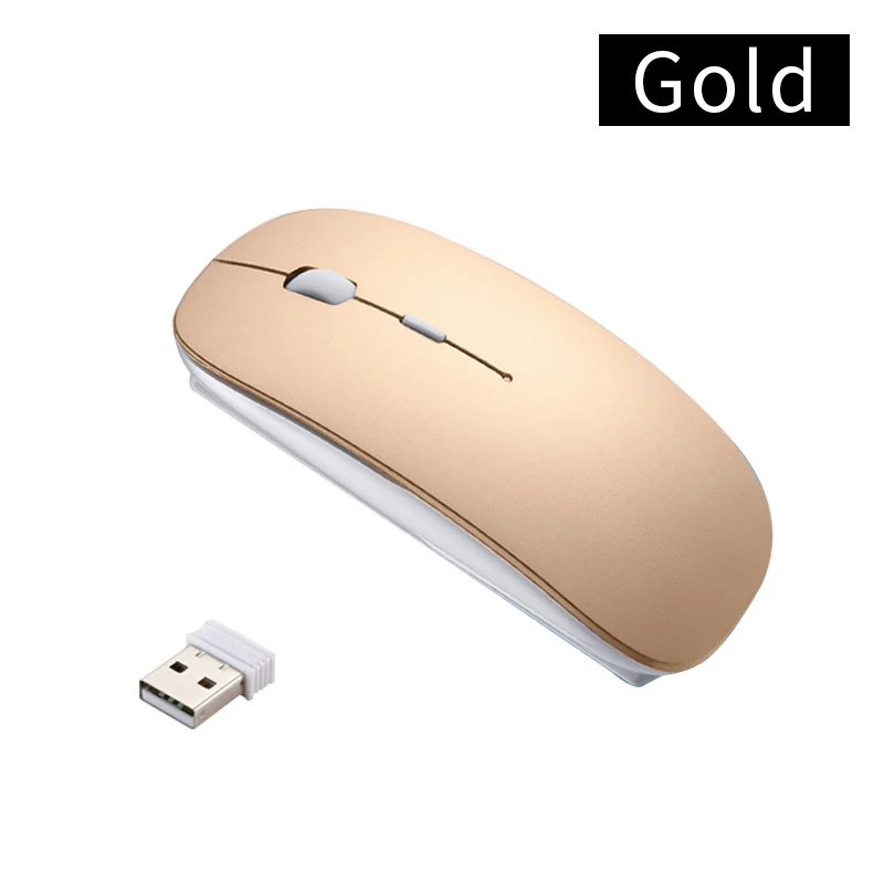 Женская и Мужская Bluetooth мышь для Macbook air/pro перезаряжаемая Бесшумная беспроводная мышь для Windows 10/Mac muis draadloos - Цвет: Gold USB wireless