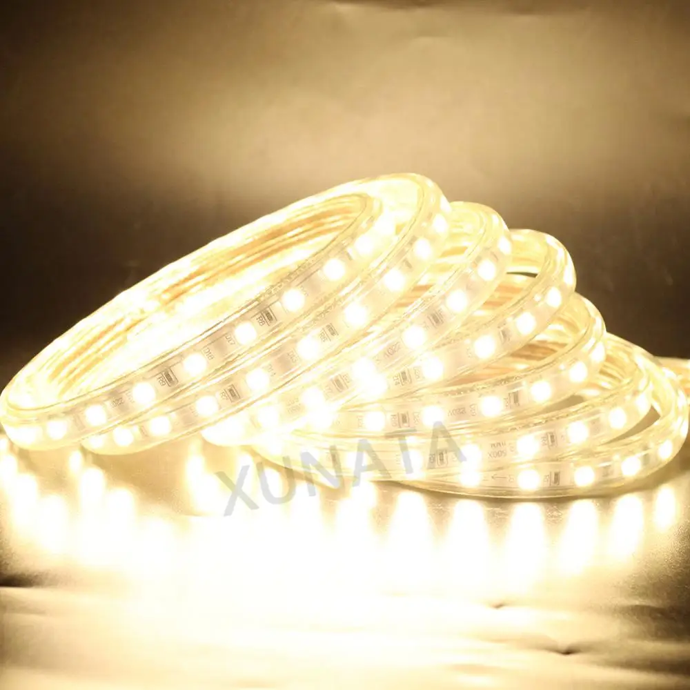 Гибкая СВЕТОДИОДНАЯ лента SMD 5050 220 В 60 светодиодов/м 1 м 5 10 15 20 100 м|led strip 220v|5050 led