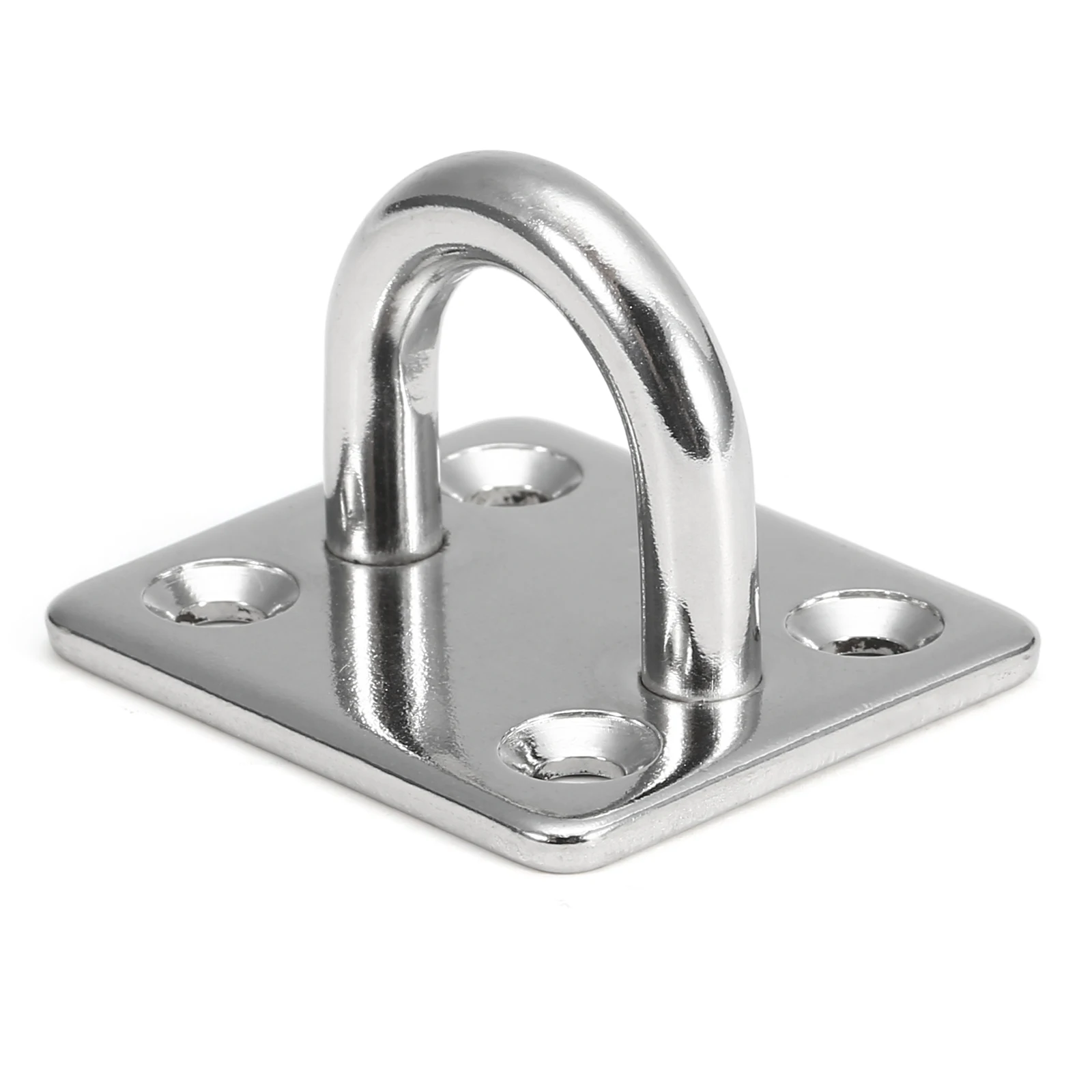 4pcs Heavy Duty 304 Stainless Steel Square Pad Eye Plate Shade Ring Loop Hook Wall Mounted for Sail Sailboat