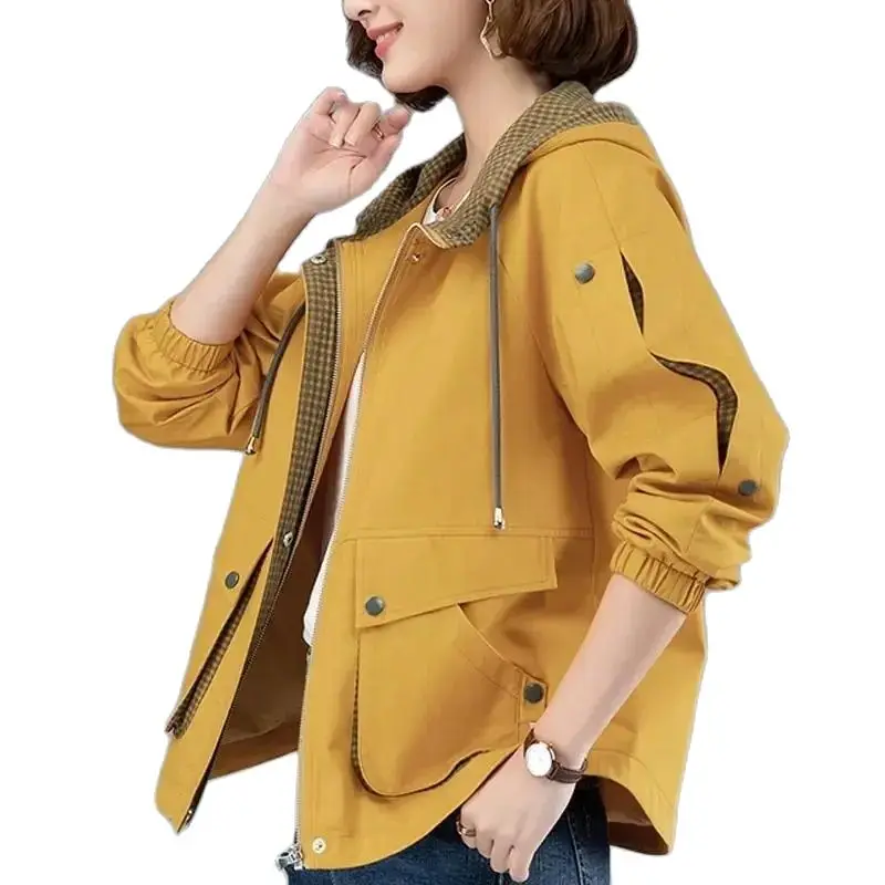 

Новинка 2021, Демисезонная женская куртка, повседневная женская верхняя одежда с прострочкой на молнии, универсальное шикарное дамское пальто с капюшоном