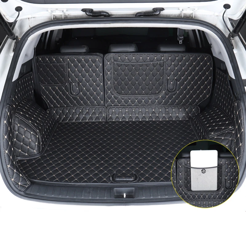 Lsrtw2017 XPE волокна кожи багажник автомобиля коврик для hyundai Tucson - Название цвета: black beige 5pcs