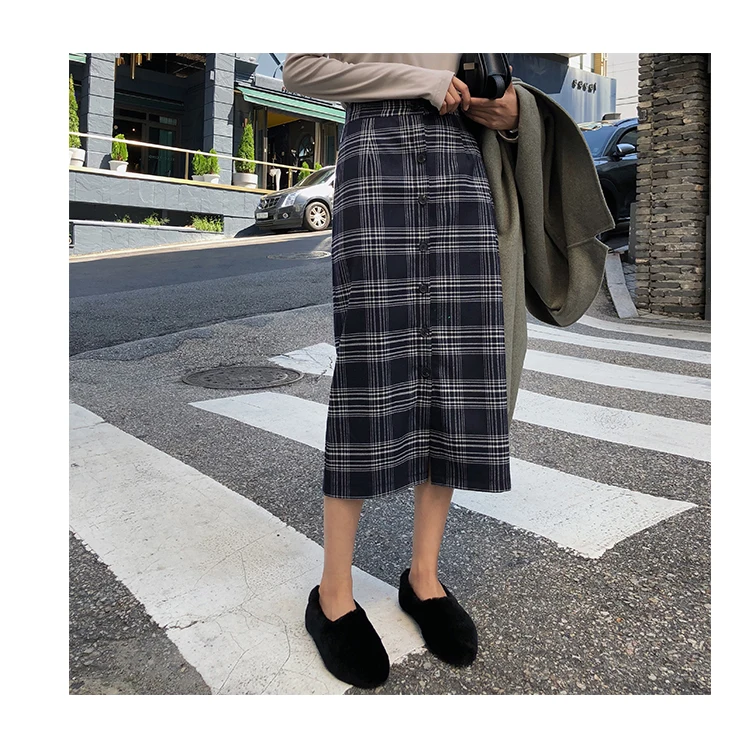 Heydress Ретро Женские клетчатые юбки женские прямые кашемировые осенние зимние юбки женский эластичный пояс юбки