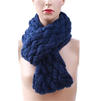 

Autumn Winter Fashion Warm Thick Neckerchief Korean Solid Color Scarf Two-line Twist Ring Ladies Knitted Scarf