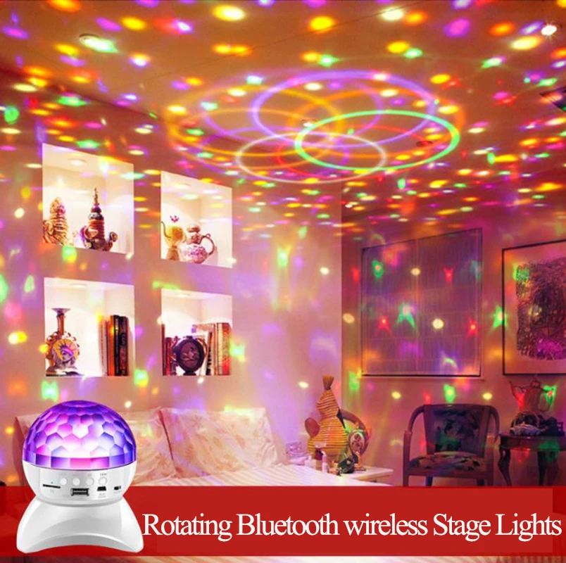 

Bluetooth Music Speaker Disco Ball Light LED Party DJ Stage Light Recharge RGB Automatic Rotation Laser Projector Lamp Holiday