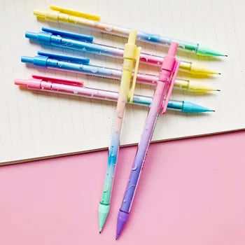 

2X Gradient Moon & Star Press Mechanical Pencil School Student Stationery 0.5mm