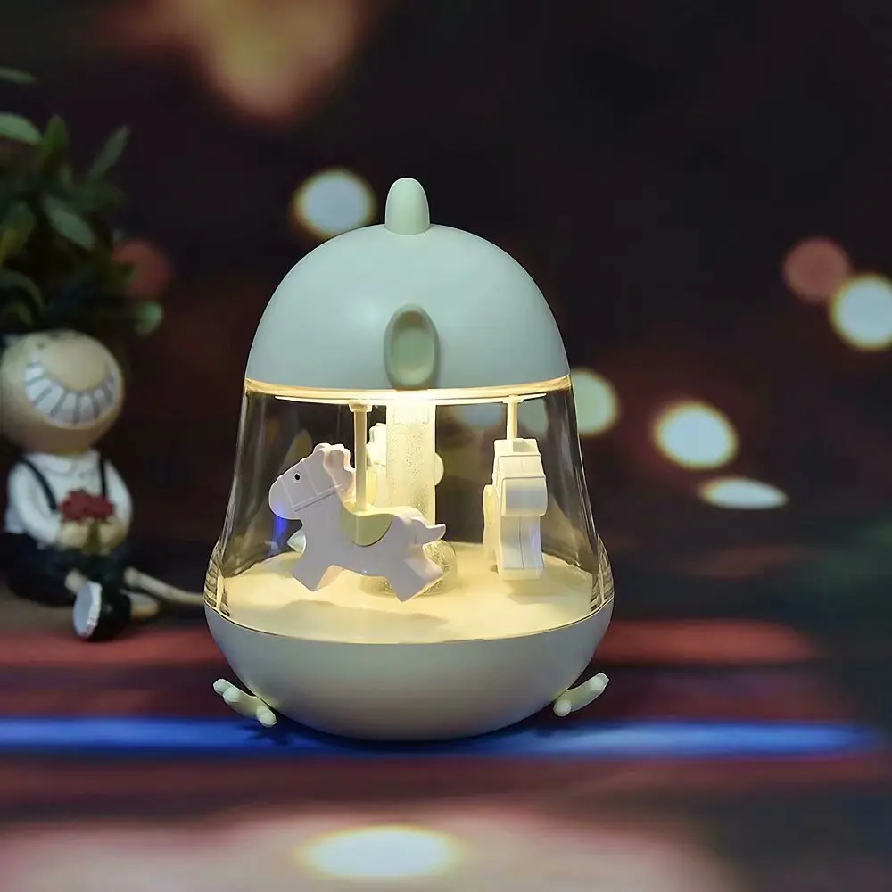 

Cute shape USB rechargeable colorful, warm light carousel music box night light, Ambient light,Decorative desk lamp,Bar lamp