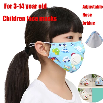 

PM2.5 Kid Masks children Respirator Cotton Child reusable Filter Breathable Mask washable Mouth Mask breath valve girls boys