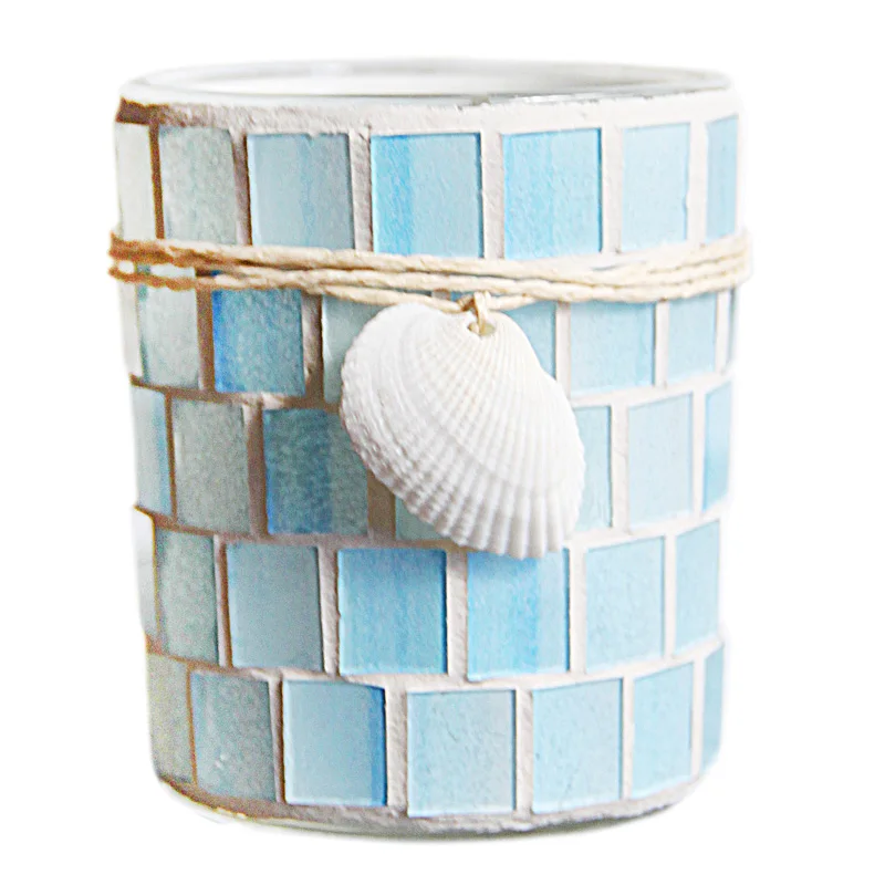 Beach Accents Hand Mosaic Glass Candle Holder In Green White Grey Yellow Blue Colors Home Tabletop Cylinder Glass Candle Cups Beach Accents Hand Mosaic Glass Candle Holder In Green White Grey Yellow Blue Colors Home Tabletop Cylinder Glass Candle Cups