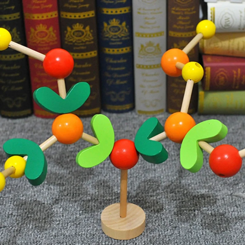 Детские деревянные цветные DIY игрушки для сборки фруктового дерева ранние образовательные Модели Строительные наборы
