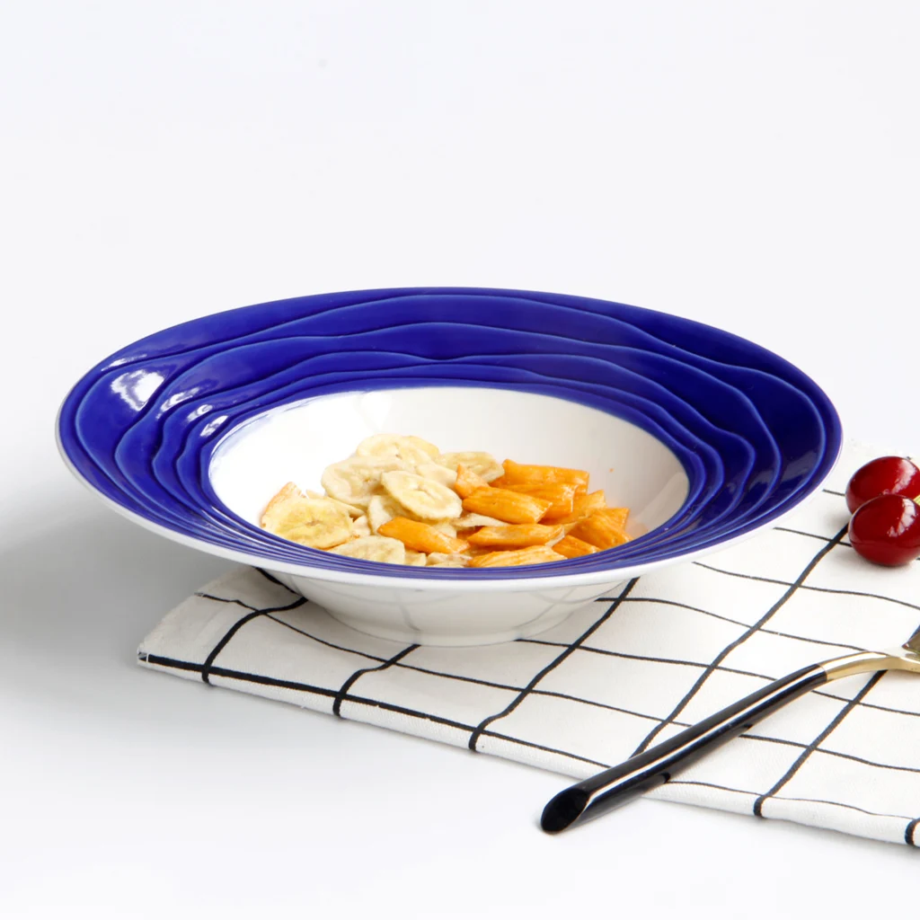 Ceramic Dinner Dish Plate Salad Noodles Bowl Soup Plates Bowl 2 Colors