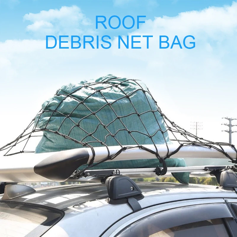 Car SUV Truck Trailer Cargo Car Roof Rack Basket Organizer Net Car Roof Bag Multipurpose Elastic Mesh Luggage Rope Cover