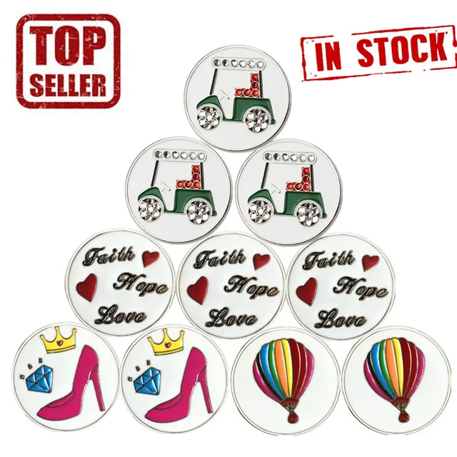 US $13.32 Golf Ball Mark Cap Magnetic Tool Stamp 10/12 Pack Set Sports Alloy Outdoor Golf Clips Ball Marks Tr