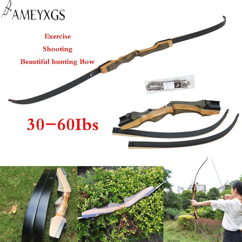 

1 PCS Archery Recurve Bow 62 Inches 30-60Ibs For Hunting Shooting Practice Accessories