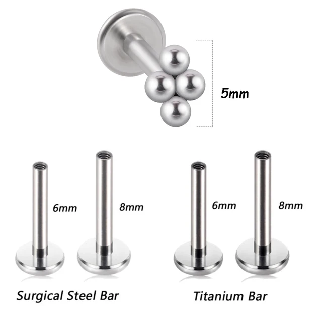 1PC G23 Titanium&Steel 16G CZ Gem Moon Labret Lip Bar Ring Crystal Flower Ear Cartilage Tragus Helix Piercing Screw Fit Top 16g Style R