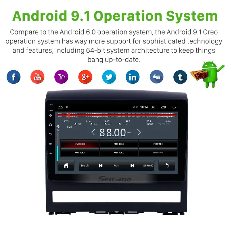 Seicane 9 дюймов Автомобильный gps Радио HD сенсорный экран Android 9,1 для 2009 Fiat Perla с Bluetooth USB wifi Поддержка Carplay DVR OBD2