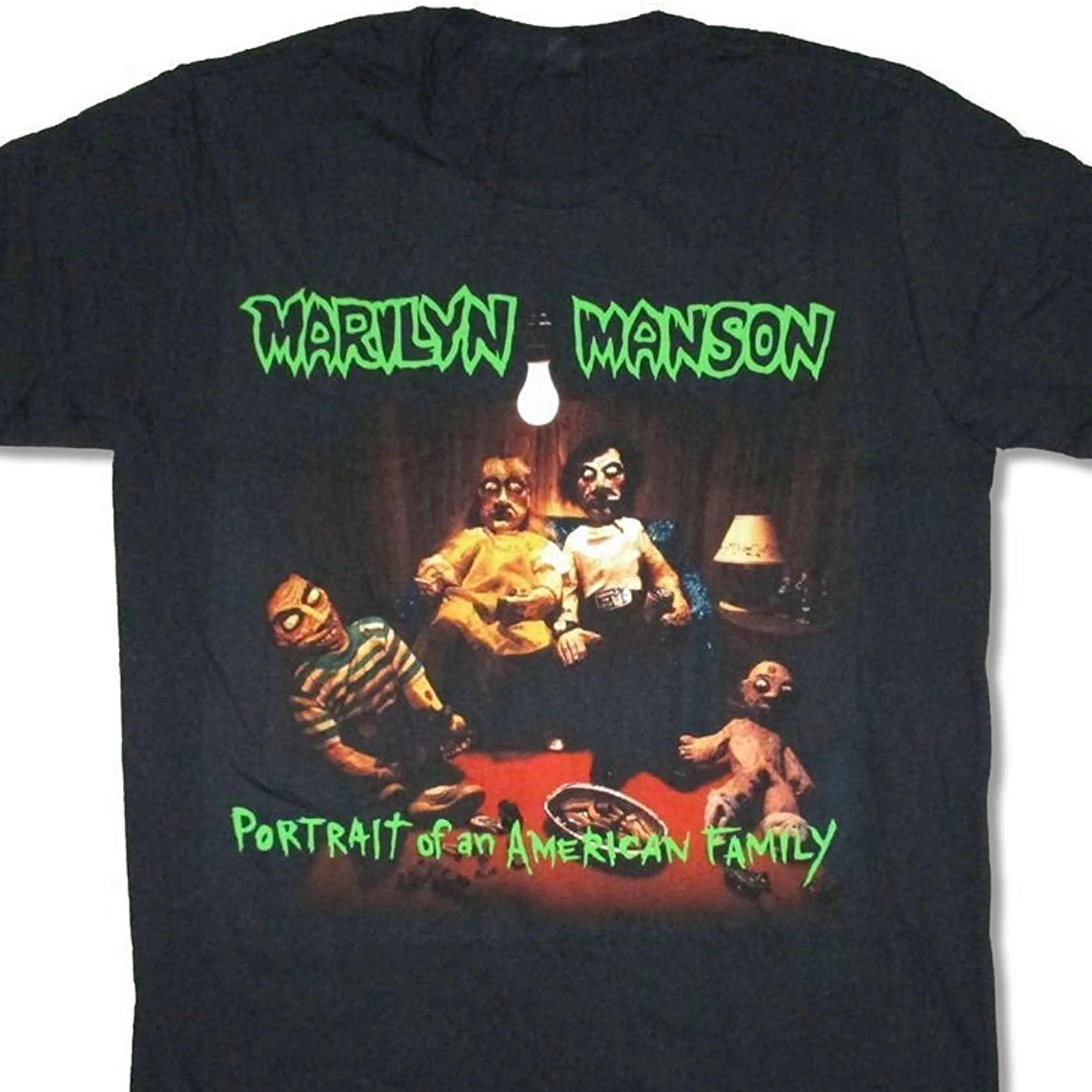 Мэрилин Мэнсон портрет американской семьи Черная Футболка Летний стиль хип хоп